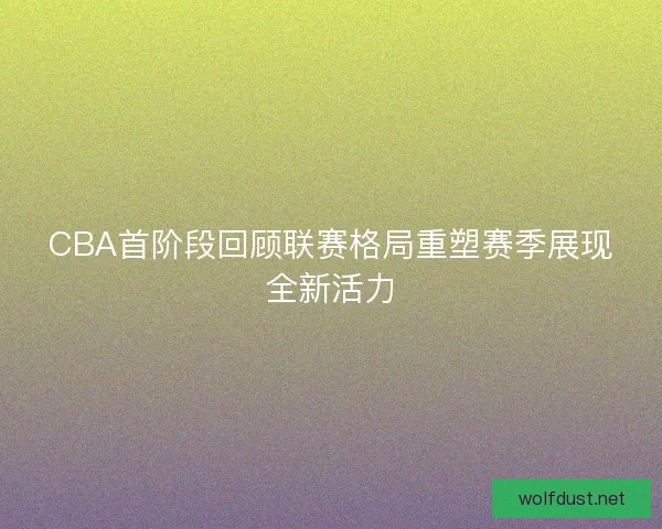 CBA首阶段回顾联赛格局重塑赛季展现全新活力
